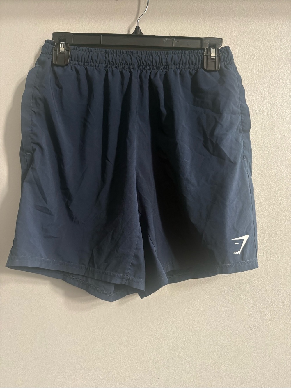 Gymshark Men's Navy Athletic Training Shorts with Logo
